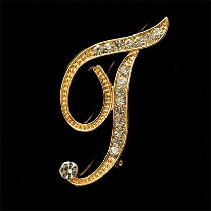 26 English Alphabet Brooches With Diamonds