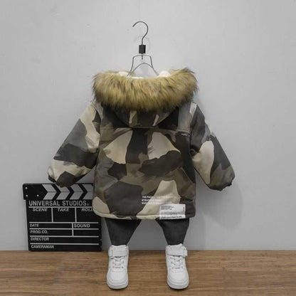 Pojke Utländsk stil Baby Vinter Camouflage Vadderad jacka