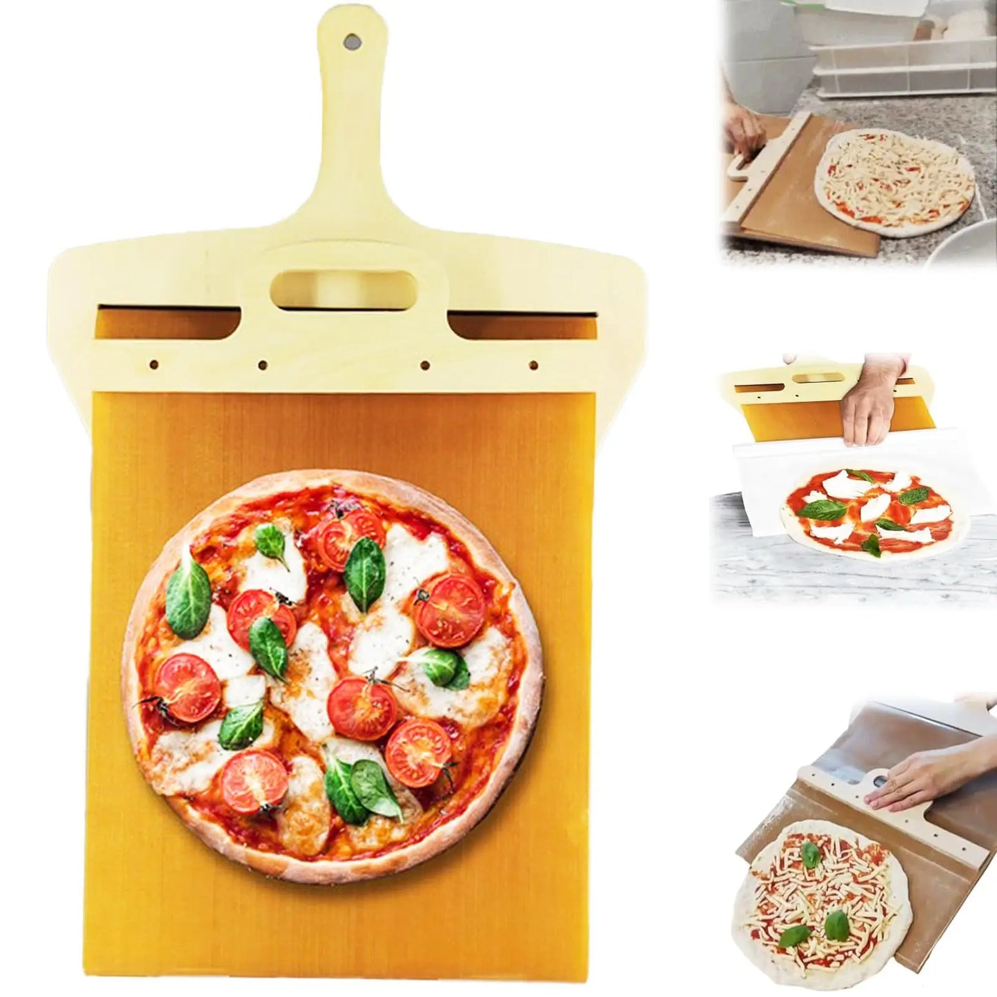 Köksprylar Glidande pizzaskyffel Non Stick Pizza Slät skärbräda Förvaring Överföringsbräda Köksbakverktyg