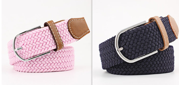 Women's Canvas Student Casual Stretch Braided Needle Buckle Belt - Youthful Confidence