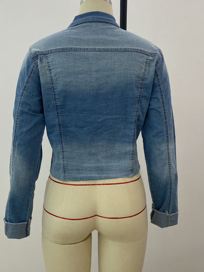 Stretch Denim Jacket Women Slim Short Jacket