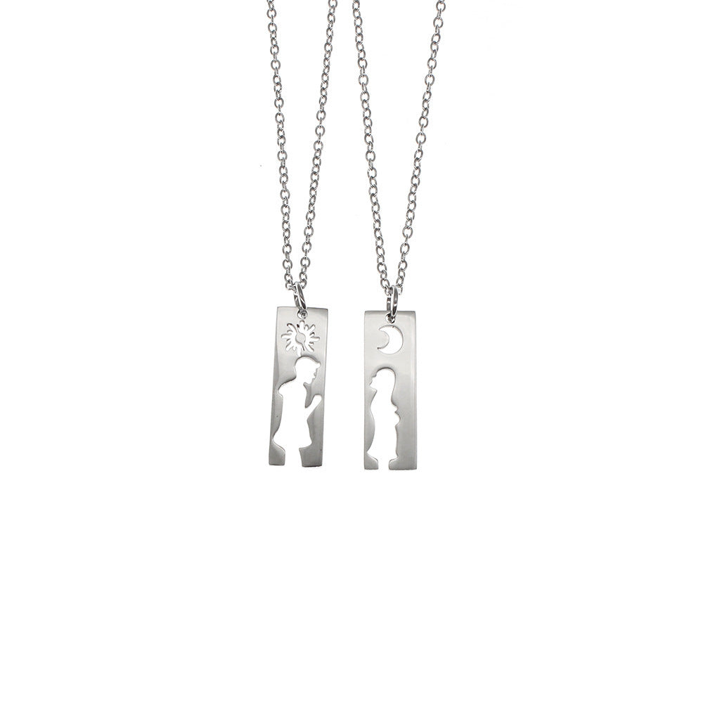 Men And Women Silhouette Couple Necklace