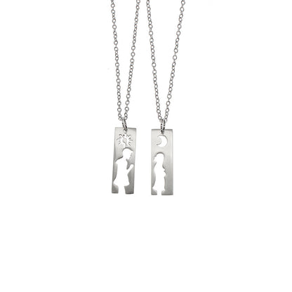 Men And Women Silhouette Couple Necklace