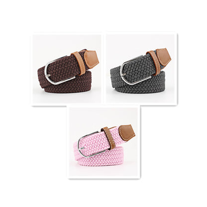 Women's Canvas Student Casual Stretch Braided Needle Buckle Belt - Youthful Confidence