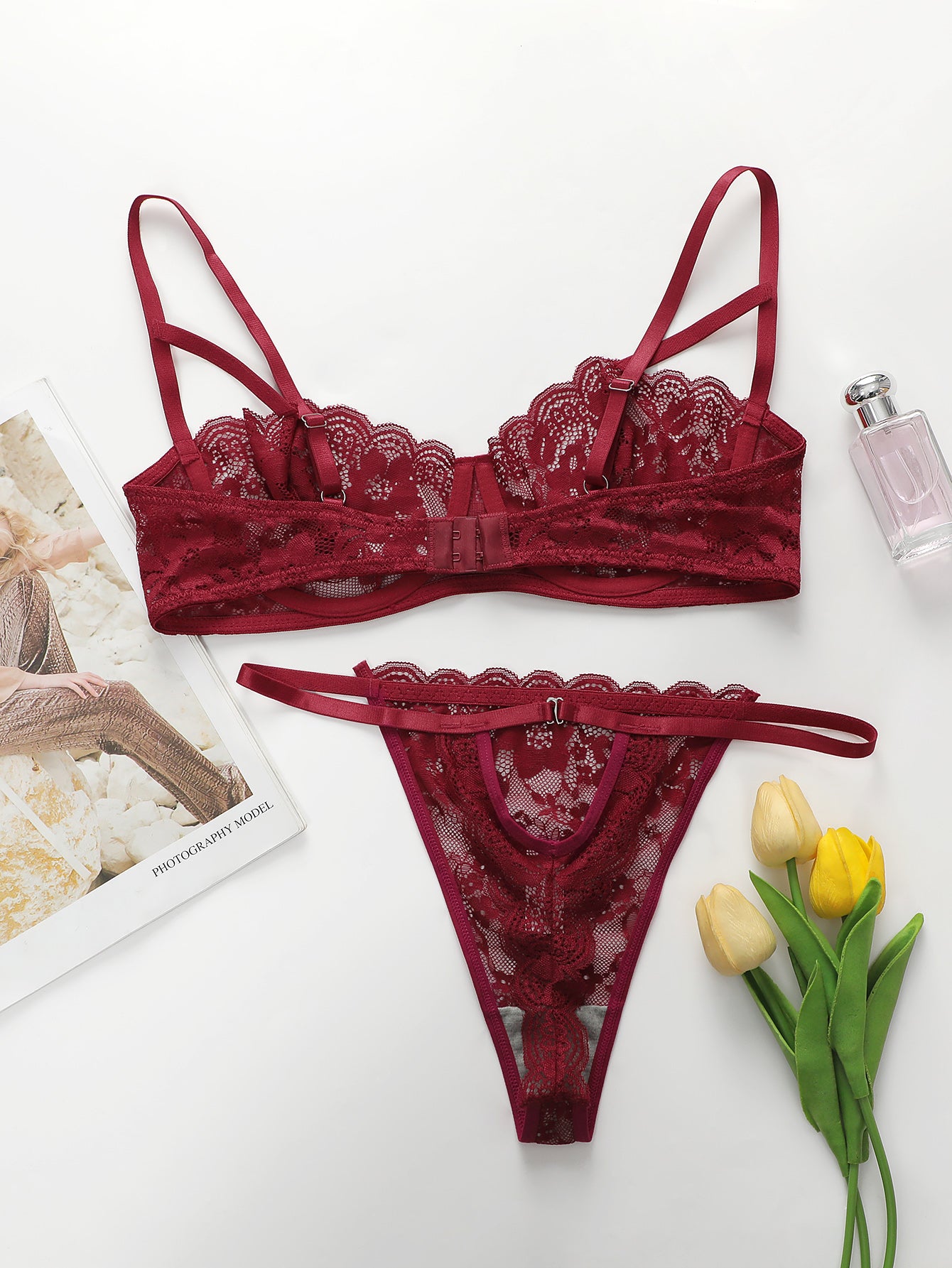 Sexy Lace, Breathable, Ultra-thin Women's Lingerie Lingerie Set