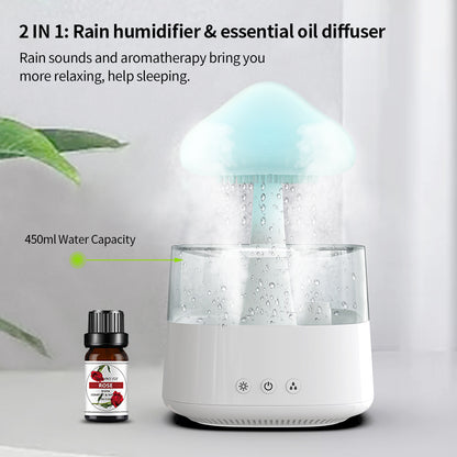 Factory Wholesale New Rain Cloud USB Humidifier Water Drip Mushroom Rain Cloud Diffuser Water Drop Sound Aroma Lamp For Household