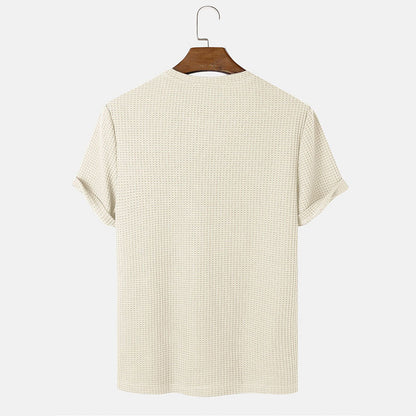 Män sommarenfärgade rundhalsade Basic T-shirts