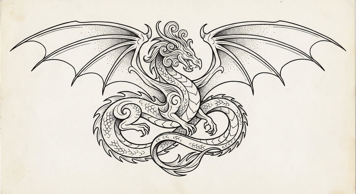 Flash-ark vol. 2 Fantasi — 6 original tatueringsmotiv som skissunderlag (PDF + JPEG)