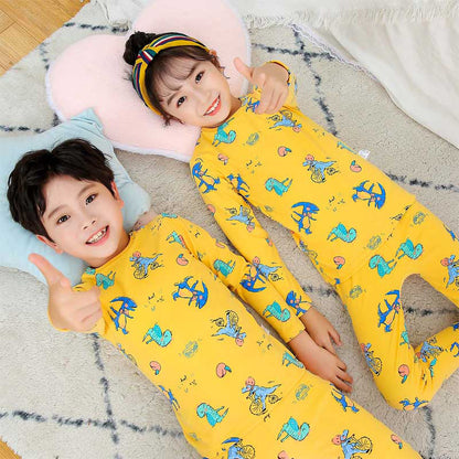 Fashion Children's Cartoon Print Thermal Underwear Set