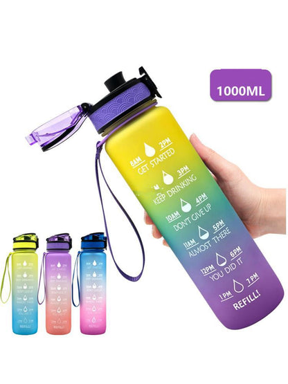 Genomskinlig flaska vattenflaska 1000 ml flaska Kawaii flaska Bpa gratis infusionsanordning Plast Mjölk Sport Klarvatten flaska Kawaii Cup