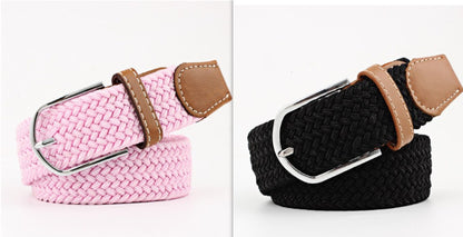Women's Canvas Student Casual Stretch Braided Needle Buckle Belt - Youthful Confidence