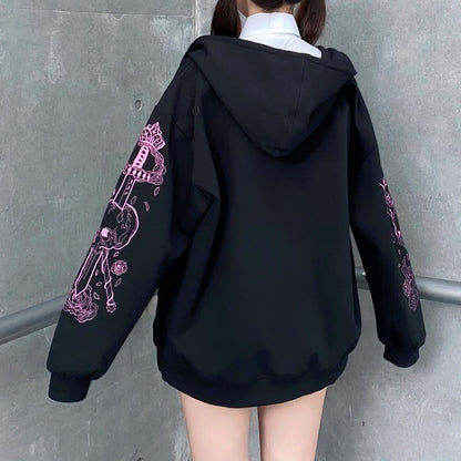 Women's Hoodie Sweater Loose Zipper Cardigan Y2k Jacket