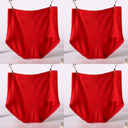 Women Underwear Soft Viscose Solid Color High Waist Panties 4pcs A Lot