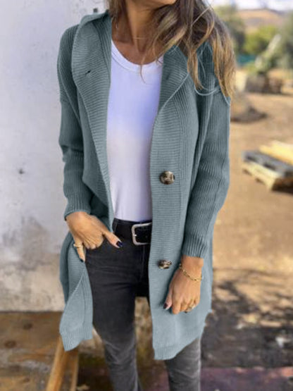 Mid-length Sweater Cardigan Women's Clothes Light Gray