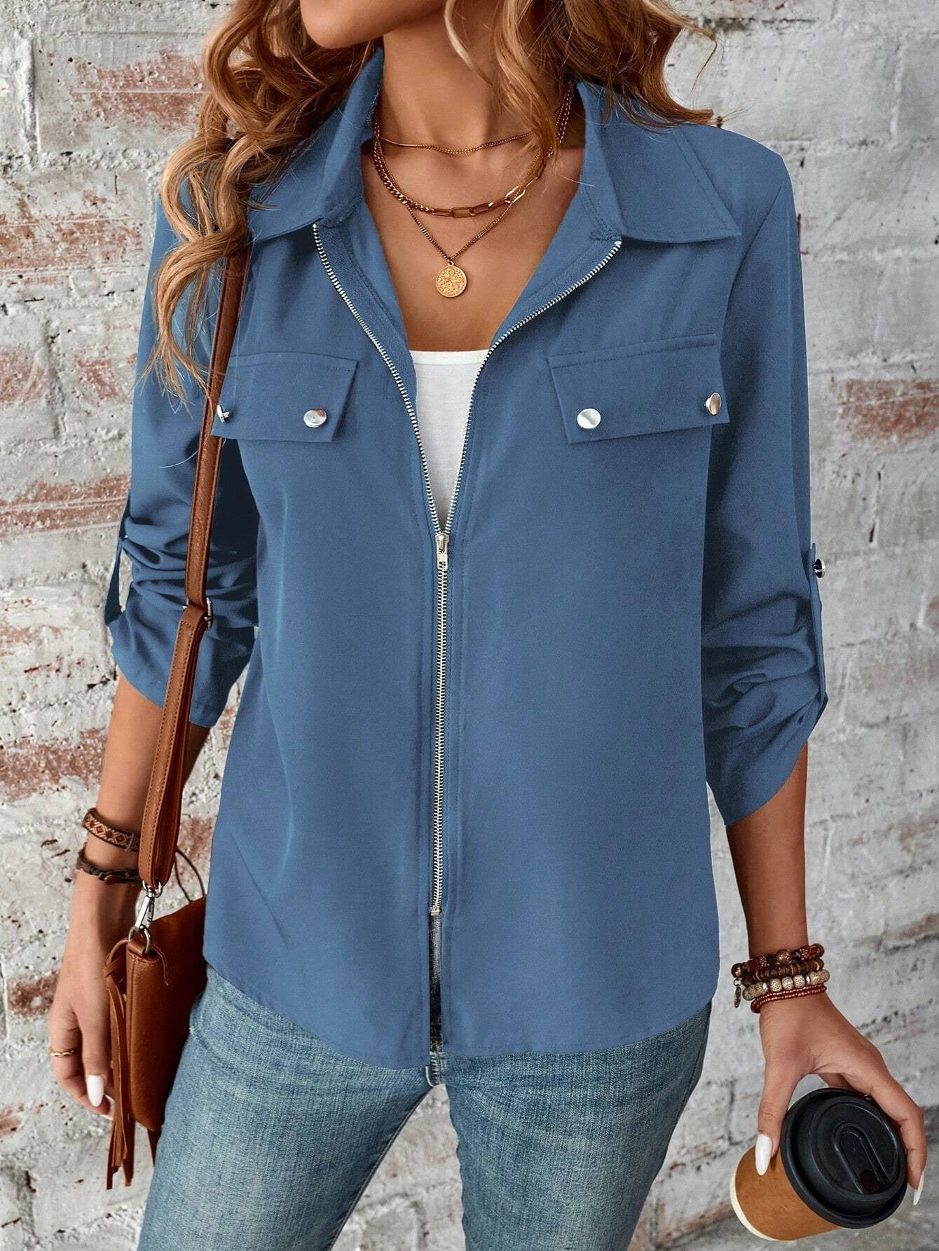 Spring, Autumn And Winter New Lapel Zipper Cardigan Outerwear