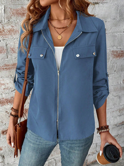 Spring, Autumn And Winter New Lapel Zipper Cardigan Outerwear