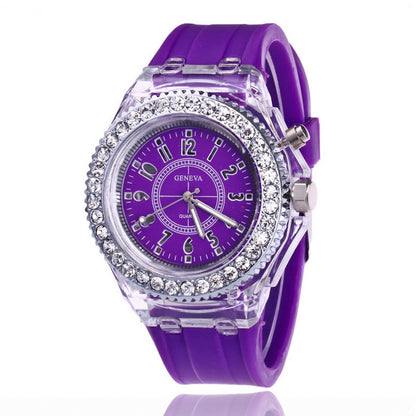 LED montres lumineuses genève femmes montre à Quartz femmes dames Bracelet en Silicone montres