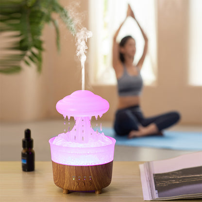 Humidificateur de veilleuse nuage de pluie avec son de goutte d'eau de pluie et diffuseur d'huile essentielle de lumière LED 7 couleurs aromathérapie