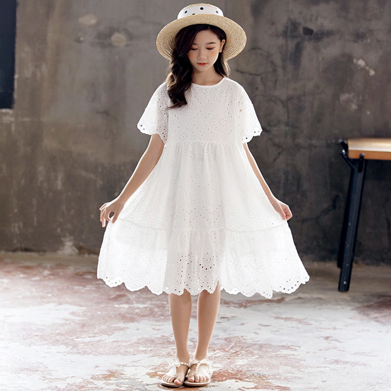 Girls' Cotton Dress Summer New Style Big Kids