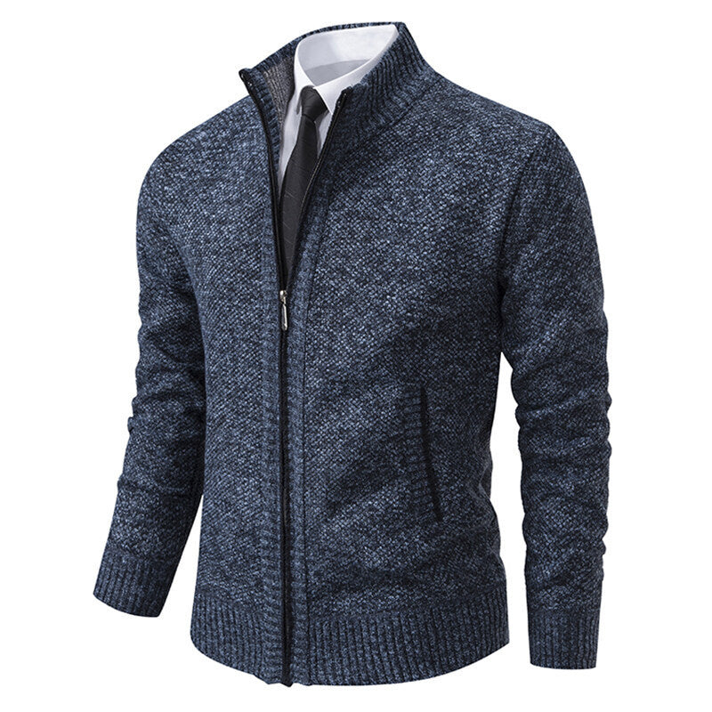 Men's Solid Color Stand Collar Cardigan Sweaters Coat