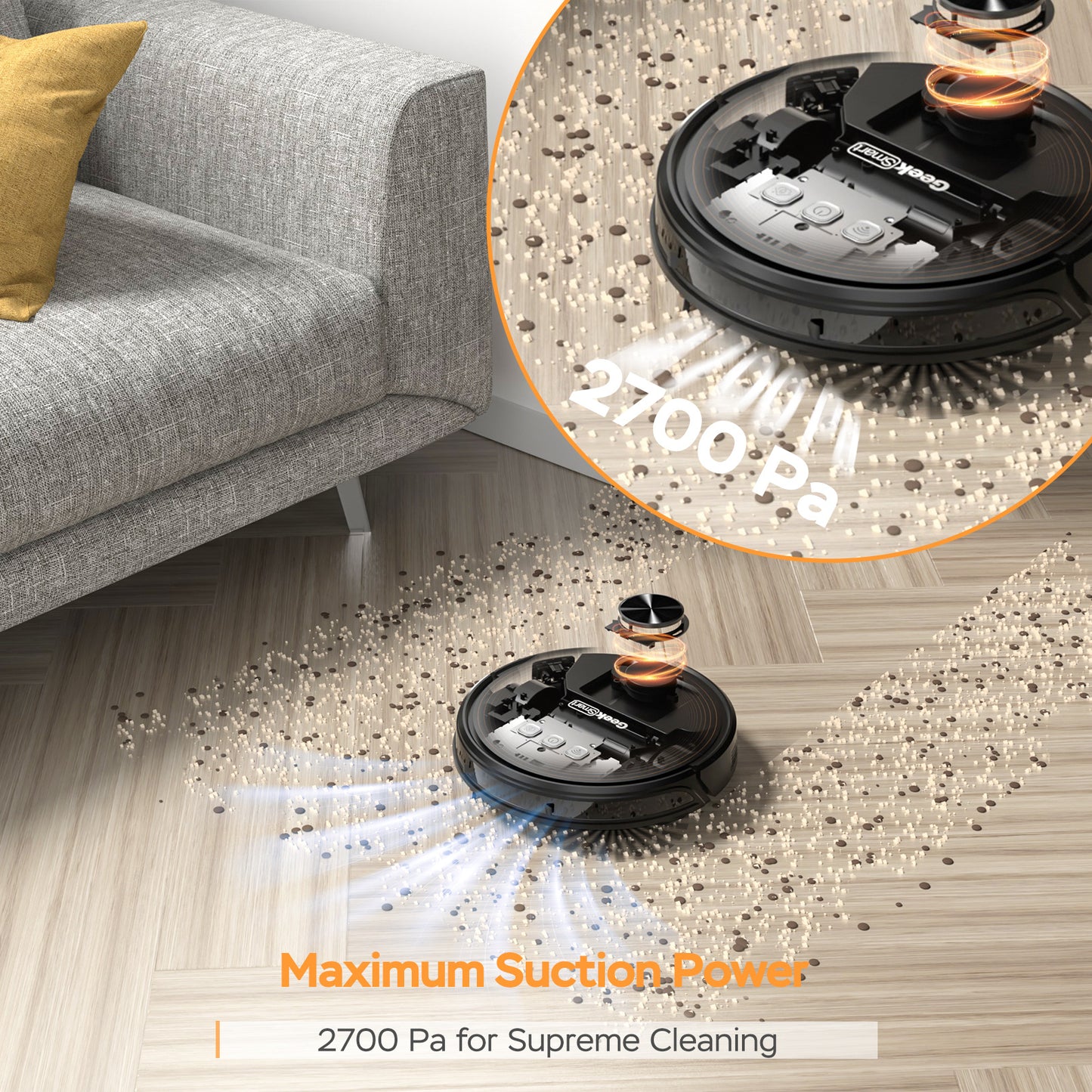 Geek Smart L8 Robot Vacuum Cleaner And Mop, LDS Navigation, Wi-Fi Connected APP, Selective Room Cleaning,MAX 2700 PA Suction, Ideal For Pets And Larger Home.Banned