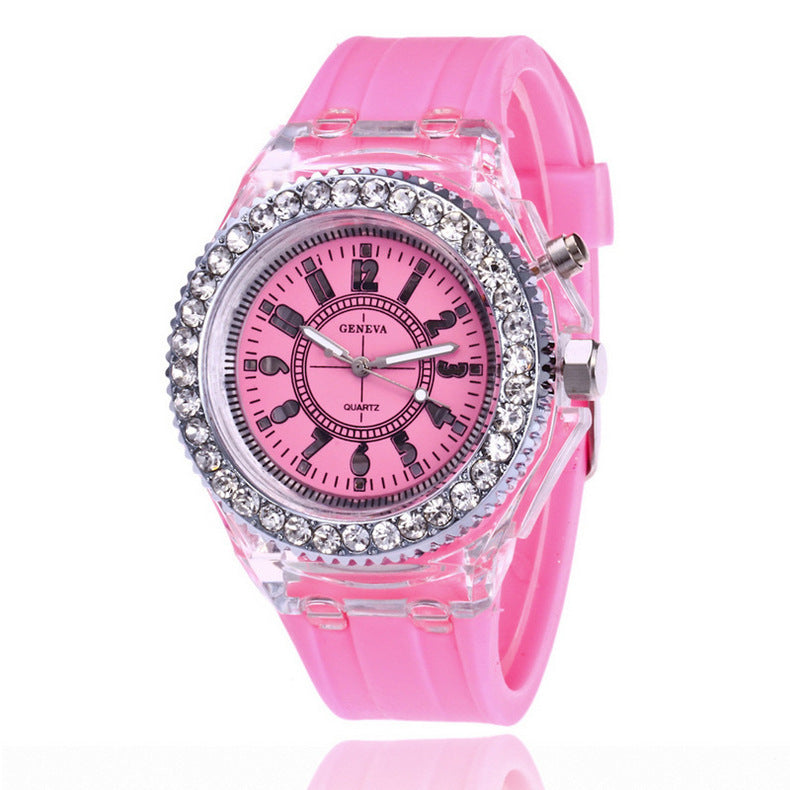 LED montres lumineuses genève femmes montre à Quartz femmes dames Bracelet en Silicone montres