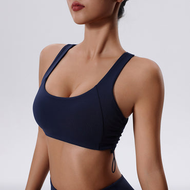 High Strength Sports Shockproof Yoga Vest Running Training Drawstring Workout Bra Women