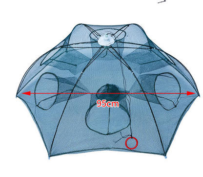 Filet de pêche automatique renforcé, Cage à crevettes, piège à poisson pliable en Nylon, filet moulé pliable, piège à crabe, réseau de pêche, 4 à 20 trous