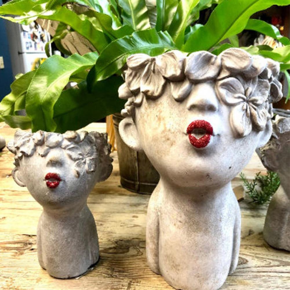 Resin Garden Faces Flower Pots Home Decor