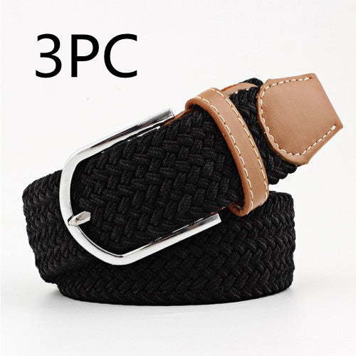 Women's Canvas Student Casual Stretch Braided Needle Buckle Belt - Youthful Confidence