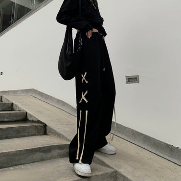 Black Spicy Girl Pants Loose And Slim Straight