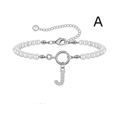 2024 Nytt Mode Toggle Lock Initial Armband Kvinnor AZ Bokstav Hänge 6mm Pärlarmband För Kvinnor Smycken Gåva