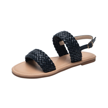 Women Shoes Summer Weave Sandals Flat Beach Shoes