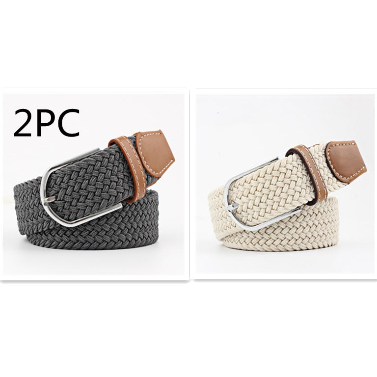 Women's Canvas Student Casual Stretch Braided Needle Buckle Belt - Youthful Confidence