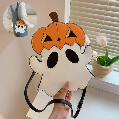 Halloween Shouder Väskor Kreativ 3D Cartoon Pumpa Ghost Design Söta väskor Kvinnor Mobiltelefonväskor Nyhet Personlig godis Crossbody-väskor