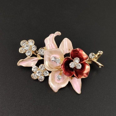 Broche de Corsage de fleur de diamant faite à la main, broche goutte à goutte d'huile, broche de collier