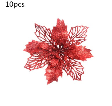 Glitter Artifical Christmas Flowers Christmas Tree Decorations For Home Fake Flowers Xmas Ornaments New Year Decor