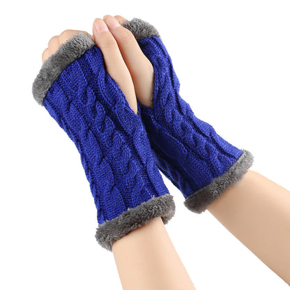 Gants en peluche d'hiver pour femmes, tricotés sans doigts, en polaire, chauds et épais, en laine