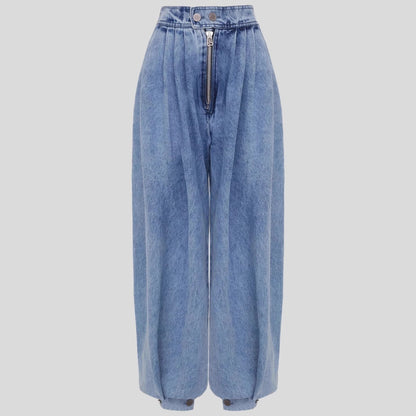 High Waist Zipper Denim Loose Harem Pants