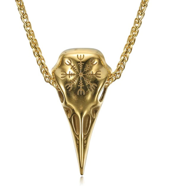 Collier avec pendentif en forme de crâne et de bec d'aigle, symbole Viking Vintage à la mode pour hommes