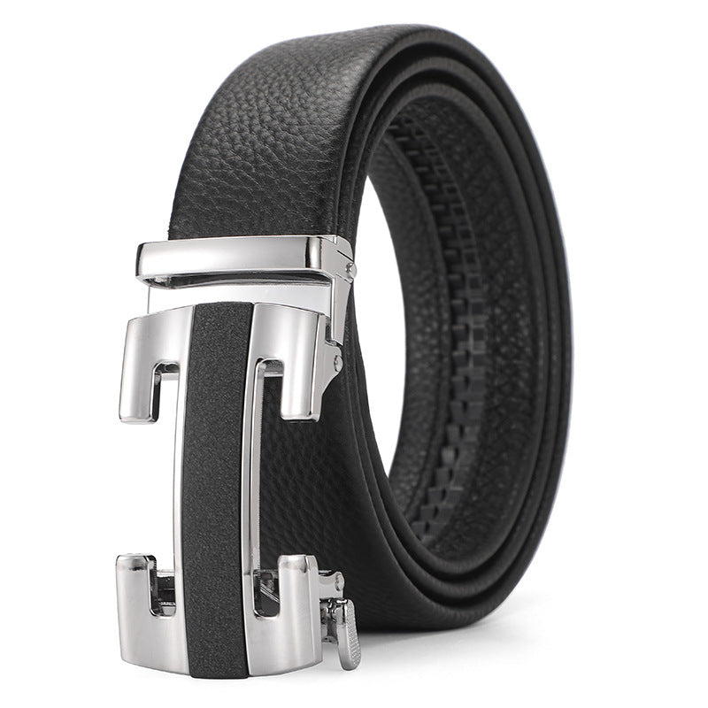 Men's Genuine Leather Automatic Pure Leather Belt - Authentic Confidence