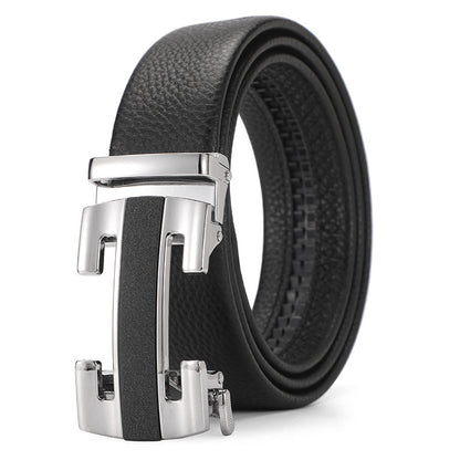 Men's Genuine Leather Automatic Pure Leather Belt - Authentic Confidence