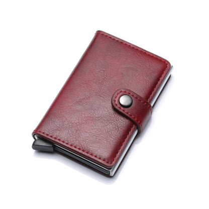 RFID Anti-theft Men Vintage Wallet Aluminum Metal Purse Leather Cover