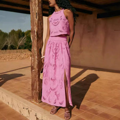 Sleeveless Skirt Pocket Two-piece Set