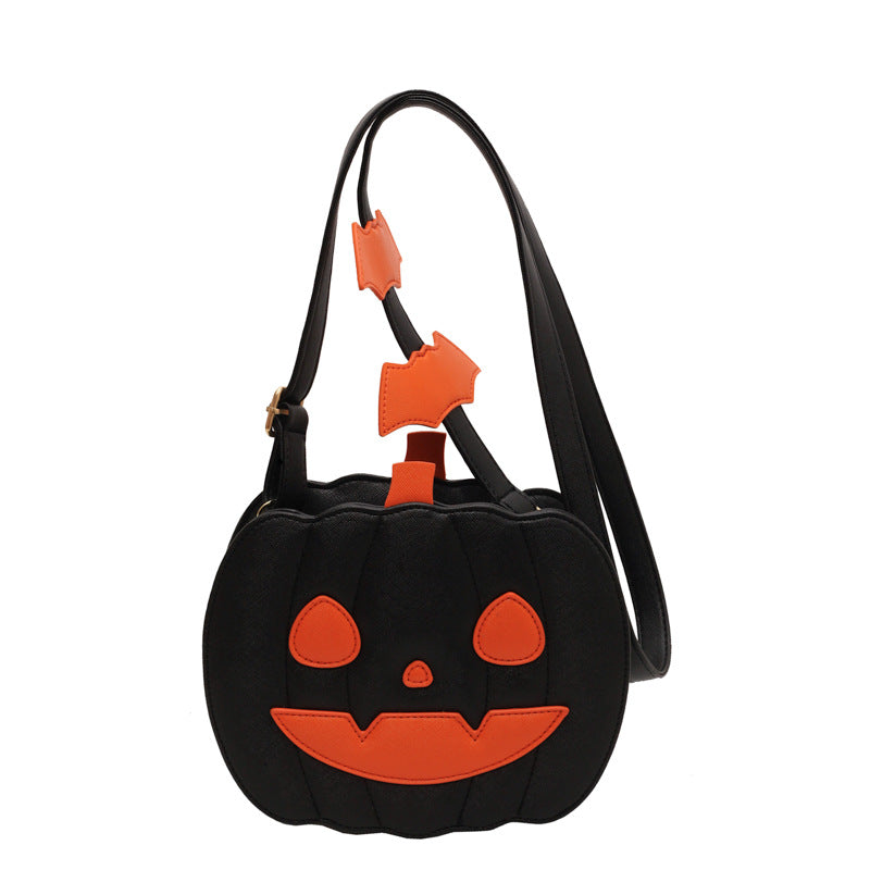 Sacs d'halloween sac à bandoulière dessin animé citrouille drôle avec chauve-souris, sac créatif personnalisé pour femme