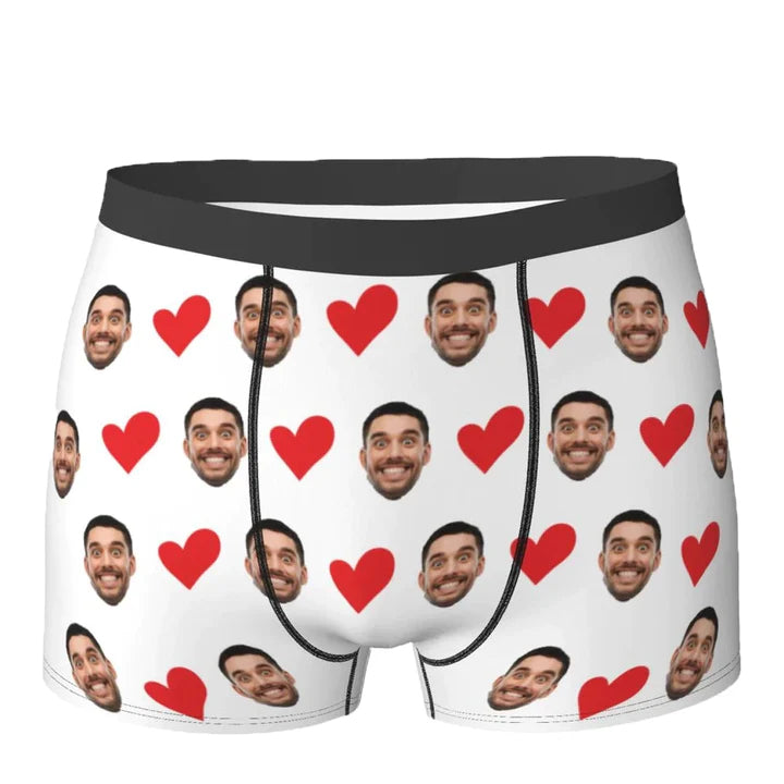 Sous-vêtements personnalisés avec Photo de visage, Boxer personnalisé en forme de cœur, slip personnalisé pour hommes, cadeau pour mari, cadeau d'anniversaire pour papa