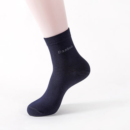 Socks Solid Color Socks Men's Mid-tube Bamboo Fiber Socks Men