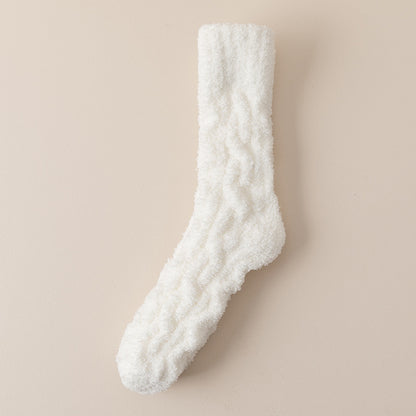 Chaussettes chaudes d'hiver en molleton de corail pour femmes et hommes, chaussettes de sol en velours épais pour dormir à la maison