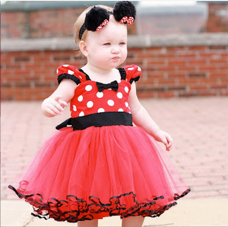 Sleeveless Vest Polka Dot Bow Princess Dress