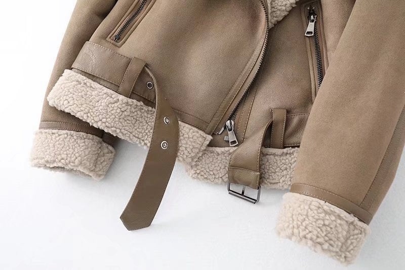 Polaire automne et hiver veste de fourrure en daim moto